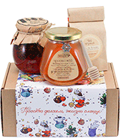 подарочный набор на новый год с мёдом и вареньем