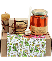 подарок с мёдом и свечкой в шкатулке